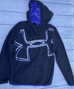 Under Armour Girl's Youth XL Black & Purple Loose Hoodie Pullover - Picture 1 of 4