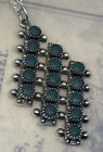ZUNI Handmade 925 Ster Needlepoint Turquoise Diamond Pendent 18” Necklace 7.4g