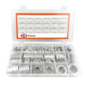 Kit Assortimento Guarnizioni Tappo Scarico Olio 570 Pezzi 18 Misure Rondelle Schiaccia Olio - Foto 1 di 5