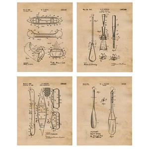 Classic Canoe Patent Prints, 4 (8x10) Art Decor Home Work Office Water Sport Gym - Picture 1 of 10