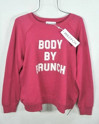 Wildfox Women’s L Pink Pullover Sweatshirt “Body by Brunch” Top NWT - Image 1 of 4