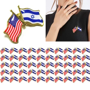 Pack of 10/20/30/50 USA American Israel Friendship Flag Bike Hat Cap lapel Pin - Picture 1 of 14