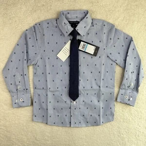 Tommy Hilfiger Boy Long sleeve Dress Shirt Straight Tie Button Down Blue size 5 - Picture 1 of 11
