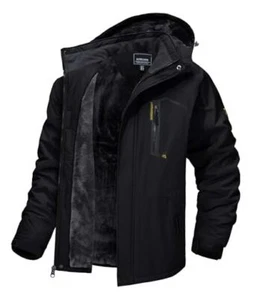 Men's Winter Skiing Jackets Waterproof Fleece Coats Insulated Large #215 Black - Picture 1 of 7