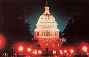 US Capitol at Night Washington DC Vintage Postcard  - Picture 1 of 2