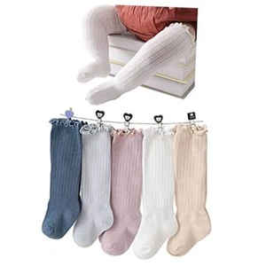 Baby Knee High Socks Newborn Infants Toddlers Cotton 0-6 Months Multicolour - Picture 1 of 8