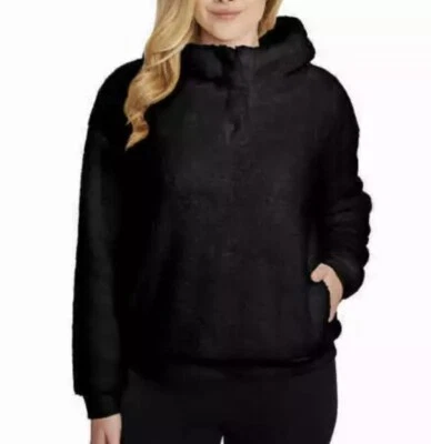 New Lukka Lux Ladie’ Cozy Sherpa Fleece Hoodie Medium M Black - Image 1 of 3
