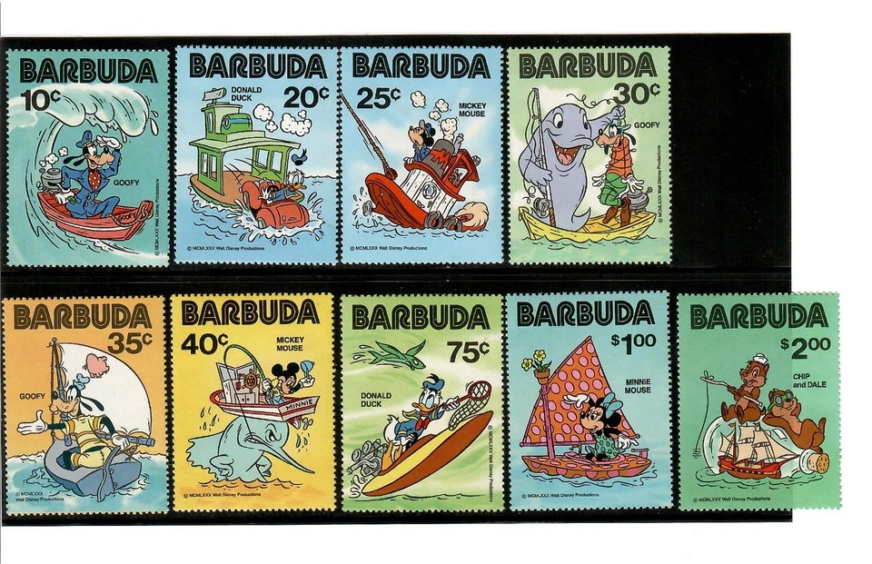Barbuda 1981 - Personajes Disney - Juego de 9 estampillas - Scott #478-486 - MNH Foto 1 de 1