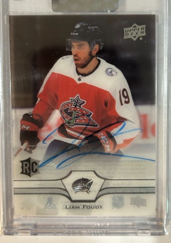 2020-21 Upper Deck Clear Cut Hockey Liam Foudy Auto Rookie Card - Image 1 of 2