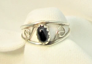 Black Onyx Ring Size 5 3/4 Sterling Silver Southwest Style #710 - Picture 1 of 5