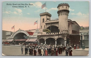 Brooklyn NYC Rocky Road & Ben Hur Race Coaster Coney Island NY New York Postcard - Picture 1 of 7