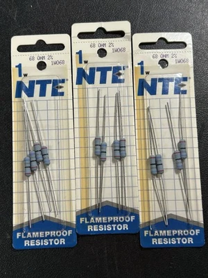 NTE Flameproof Resistor 68 Ohm 2%. 1W068 - Image 1 of 3