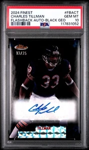2024 Finest Charles Tillman Flashback Auto Black Geometric /25 PSA 10 POP 1 Bear - Picture 1 of 3