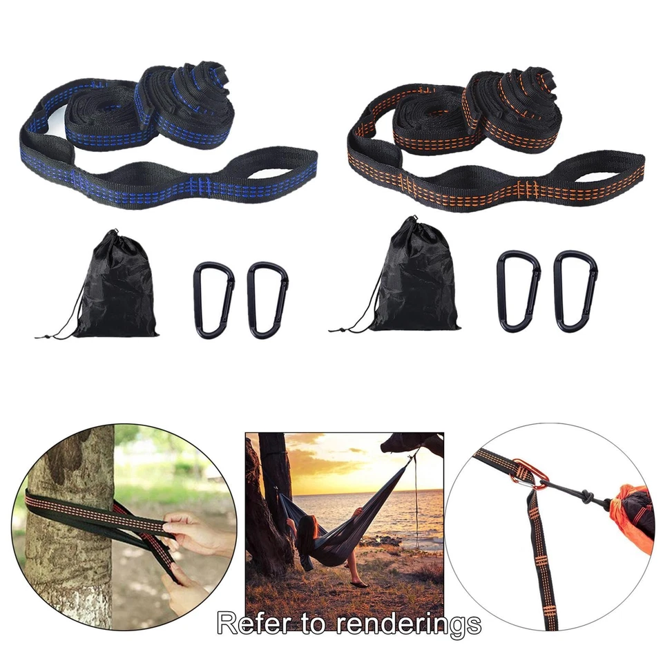 Hammock Straps, 20 Loops 20ft Long Hammock Tree Straps 2 Carabiners w/ Bag - Image 1 of 1