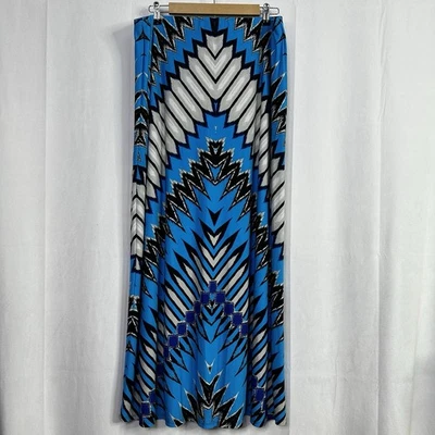 ECI макси юбка геометрический Tribal печати женщин XL синий эластичной Summer узор - Изображение 1 из 4