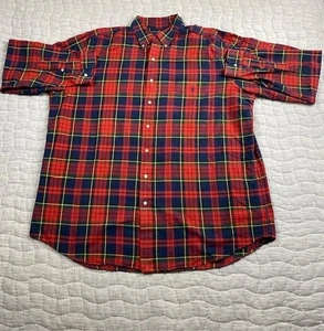 Ralph Lauren Shirt Mens 2XL Tall Red Blue Plaid Button Down Long Sleeve Pony - Picture 1 of 8