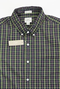 J. Crew Short Slim Untucked Stretch Size Large Mens Green Check Button Down NWT - Picture 1 of 11