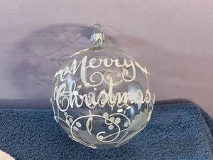 Christmas ornament clear glass large ball 2008 Merry Christmas glitter AA29 - Picture 1 of 4
