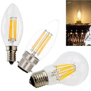 Retro Dimmable LED Filament Candle Light Globe Bulb E14 E27 B22 2W 4W 6W 8W Lamp