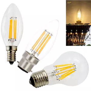Retro Dimmable LED Filament Candle Light Globe Bulb E14 E27 B22 2W 4W 6W 8W Lamp - Picture 1 of 12