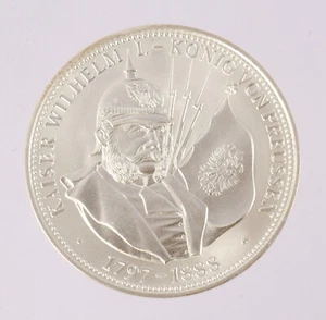 Moneda medallón de plata alemana Kaiser Wilhelm I 1798-1888 - 20,1 g - Imagen 1 de 2
