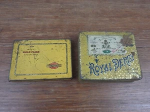 2x Boites en fer blanc Tin Box TABAC Cigarettes ROYAL BERBY GOLD FLAKE Anciennes - Picture 1 of 6