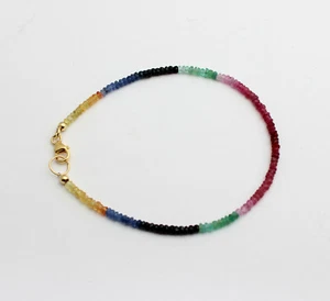 Rubí Zafiro Esmeralda Pulsera Gema Regenbogenarmband Colorido Noble 20 CM - Imagen 1 de 2