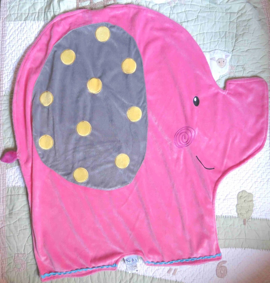 NoJo слон в форме ярко розовый плюшевый w желтый горошек Baby Girl одеяло б/у в отличном состоянии - Изображение 1 из 4