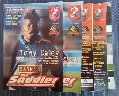 WALSALL PROGRAMMES (4) SEASONS 1999 & 2000 ; DIVISION 2 & League Cup ;POST INCL - Image 1 of 2