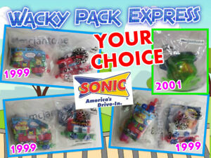 MIP Sonic Drive In 1999 & 2001 WACKY PACK EXPRESS Fast Food Train Car CHOOSE TOY