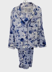 Flora M 10/12 Pajamas Set Long Sleeve Button Top & Pants Blue Floral 2023 - Picture 1 of 11