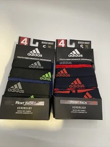 (1) Pack Underwear Boys Adidas Briefs Size S(4) Pairs Asssorted Prints & Colors - Picture 1 of 2
