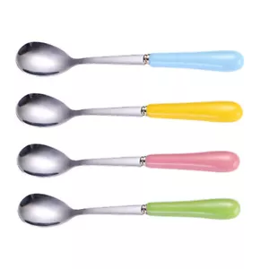 4 cucharaditas cucharas agitadoras de acero inoxidable con mango de cerámica cucharas de café - Imagen 1 de 12