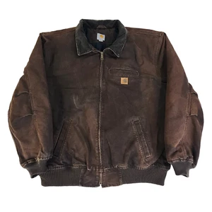 Carhartt Mens Detroit Bankston Bomber Jacket Size 2XL Dark Brown Quilt Lined - Picture 1 of 21