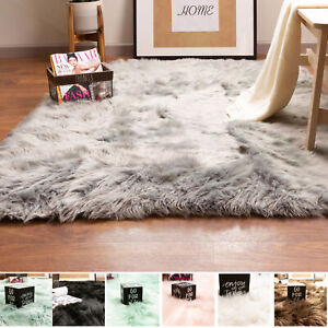 Fluffy Faux Sheepskin Shag Rug Silky Mat, 6' x 9' Rectangle Living Room Rug