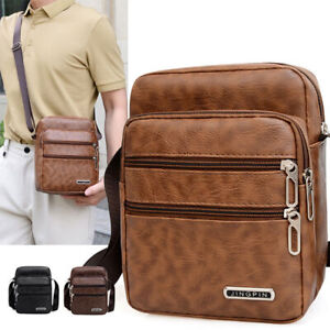 Men's Messenger Bag PU Leather Waterproof Bag Cross Body Fashion Shoulder Bags _