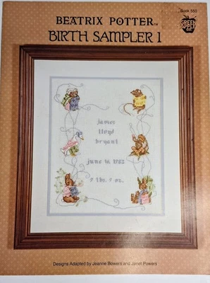 Beatrix Potter Birth Sampler 1 Cross Stitch Leaflet Green Apple Book 550 - Image 1 of 4