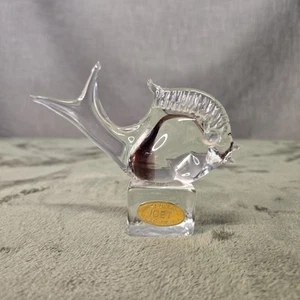 Figura de pez de cristal de Murano arte hielo arte hielo vintage pegatina original púrpura transparente  - Imagen 1 de 7