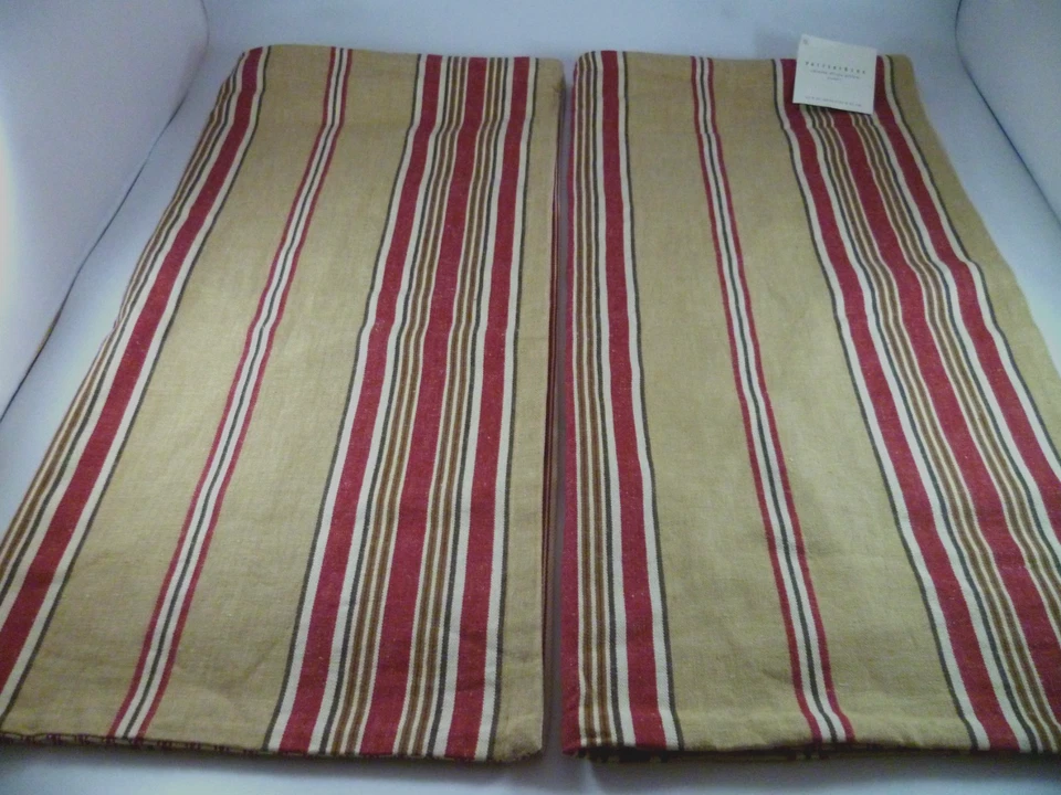 2 PIEZAS ALFARERO GRANERO Celeste Rayas Funda Almohada Decoración Rojo Bronceado 20x20" Mezcla de Lino Foto 1 de 4