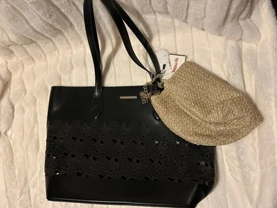 Bolso de Mano ALDO Grande Recortado con Bolsa de Mano Pequeña Negro Tostado Metálico Nuevo con Etiquetas 🌻 Foto 1 de 4