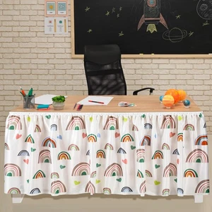 29 in x 9 ft Rainbow Table Skirt for Teacher Desk Rectangular Tablecloth Skir... - Picture 1 of 6