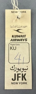 Kuwait Airways Vintage Airline Bag Tag Luggage Baggage Label KU KAC JFK New York - Picture 1 of 2