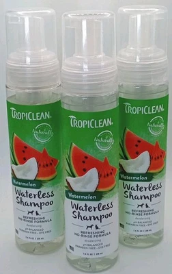 3 Pack TropiClean Watermelon Waterless Shampoo for Cats & Dogs 7.4 fl.oz Each - Image 1 of 2