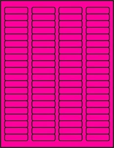 Fluorescent Pink 1 3/4 x 1/2 in Rectangular Labels 50 Sheets P1705 - Picture 1 of 1