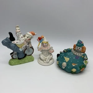 Lot of 3 Cute Vintage Clown Figurines Candy Dish, Wall Hanger, and Figurine - Picture 1 of 11
