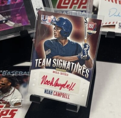 2014 Panini USA Baseball Box Set Signatures Red Ink /25 Noah Campbell #58 Auto - Image 1 of 4