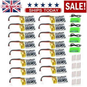 Batteria LiPo 3.7V 220mAh 35C con caricatore + cavo per drone E010 JJRC H36 RC UK - Foto 1 di 34