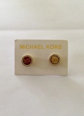 MICHAEL KORS Gold Tone Pave Crystals Stud Earrings Gift Pouch - Image 1 of 3