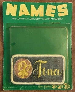 De Colección Años 70 Nombres TINA Cosido Colorido Bordado Tres Peces Nuevo de Edición Sin Abrir - Imagen 1 de 2