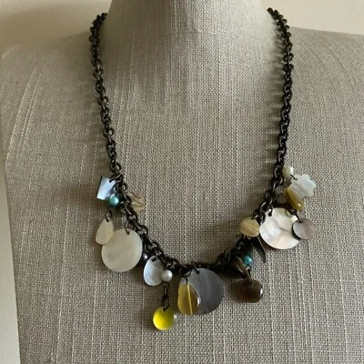 Collar cadena cable bronce antiguo concha de abulón Premier designs  Foto 1 de 4